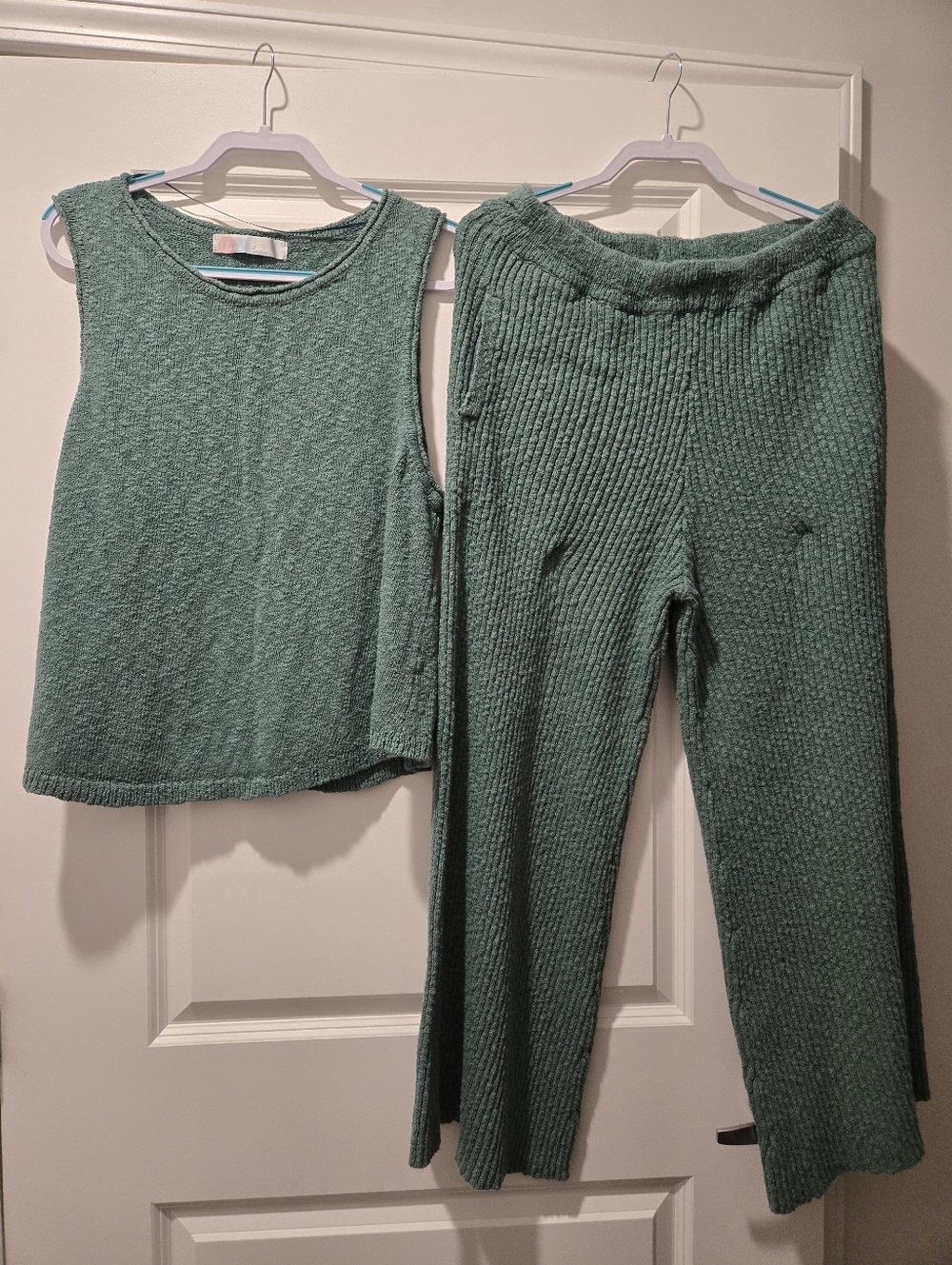 Free People Beach Green Tank Pants Set - Size L